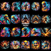 Load image into Gallery viewer, 80 Anime V1 Colorful Halftone Designs Bundle Png
