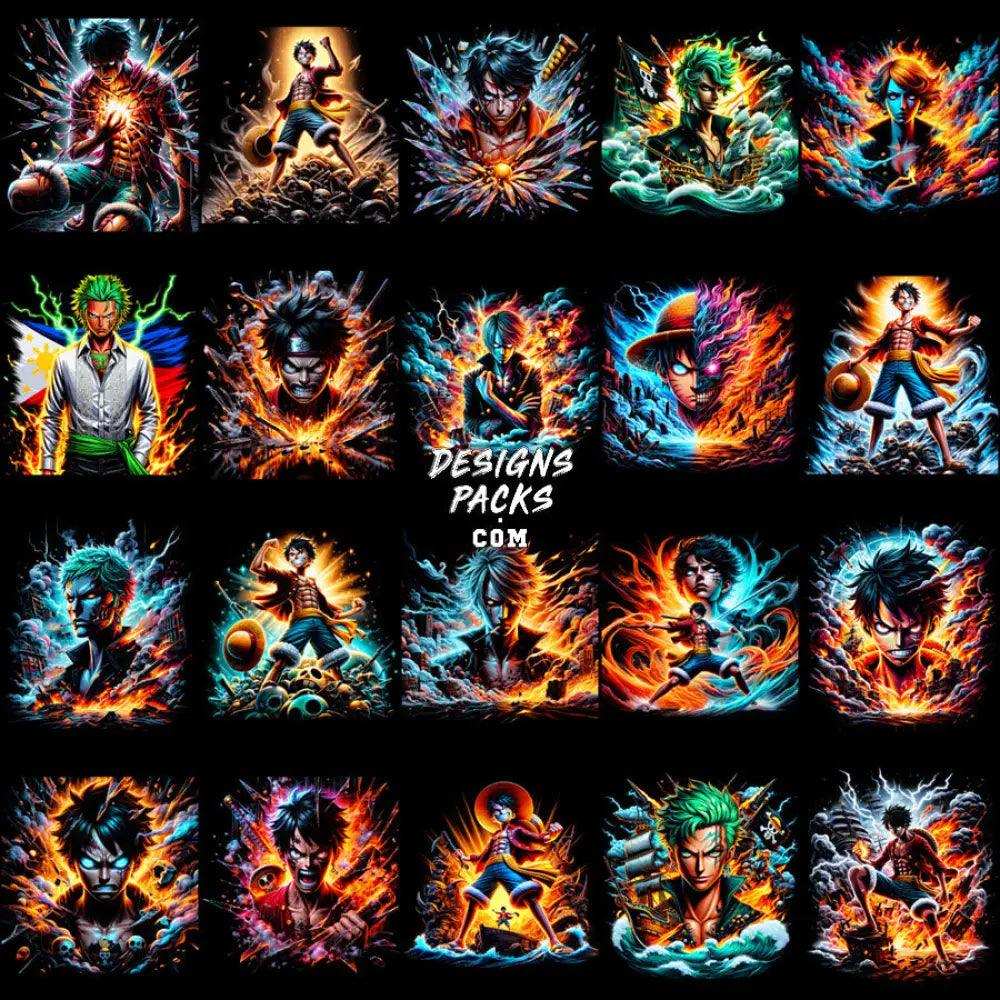 80 Anime V2 Colorful Halftone Designs Bundle Png