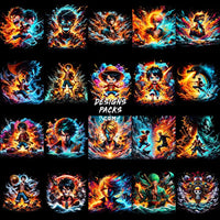 Load image into Gallery viewer, 80 Anime V2 Colorful Halftone Designs Bundle Png
