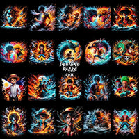 Load image into Gallery viewer, 80 Anime V2 Colorful Halftone Designs Bundle Png
