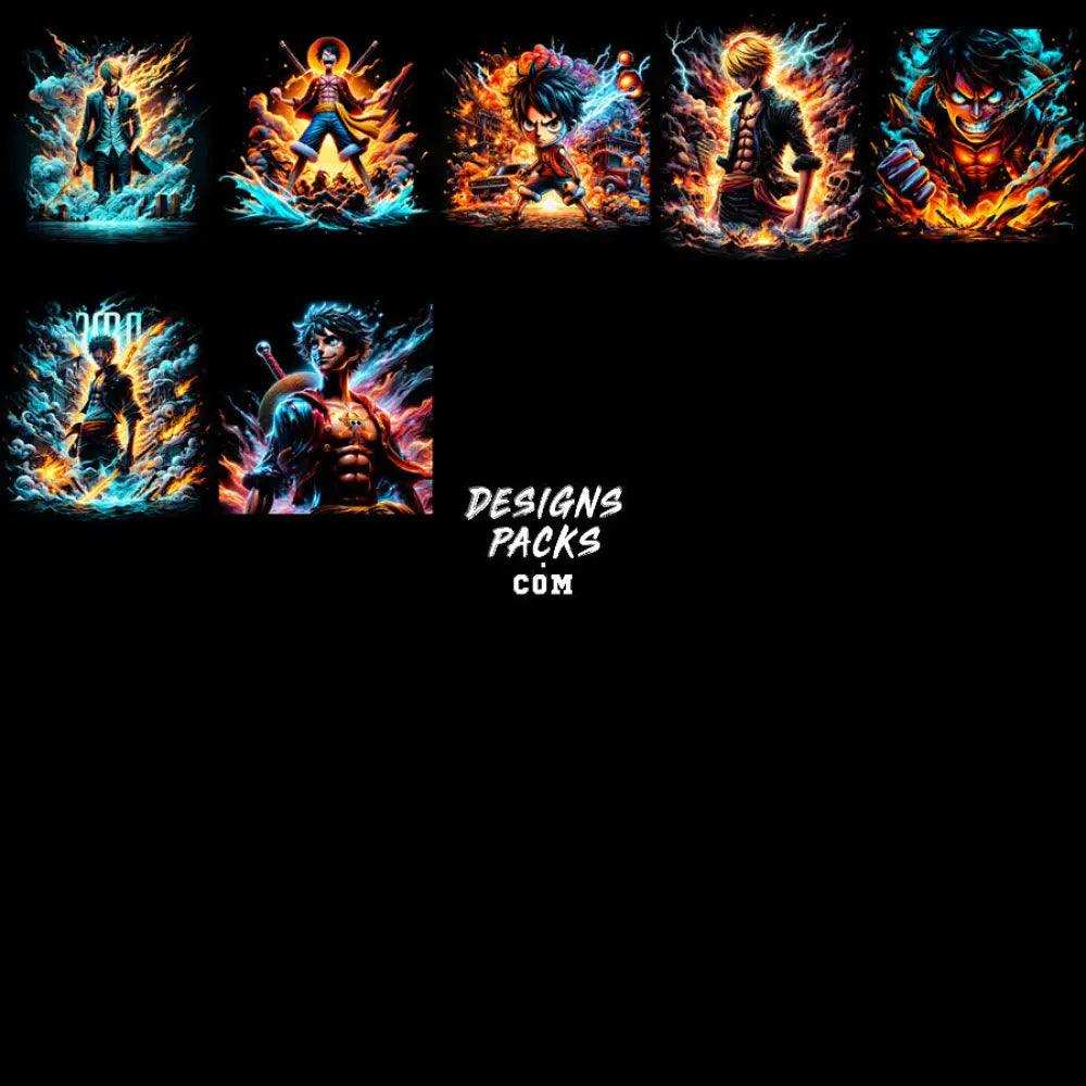 80 Anime V2 Colorful Halftone Designs Bundle Png