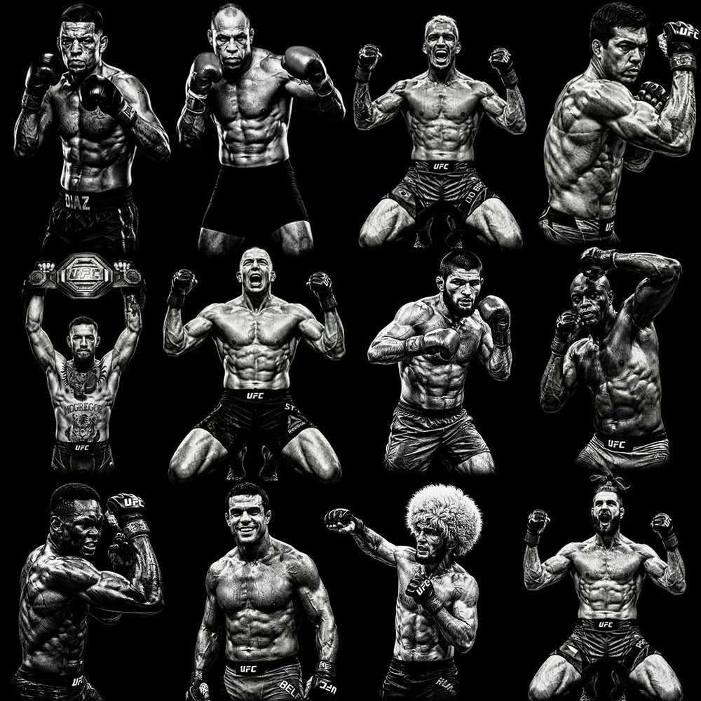 80 Combat Sports MMA Monochrome Halftone Designs Bundle PNG