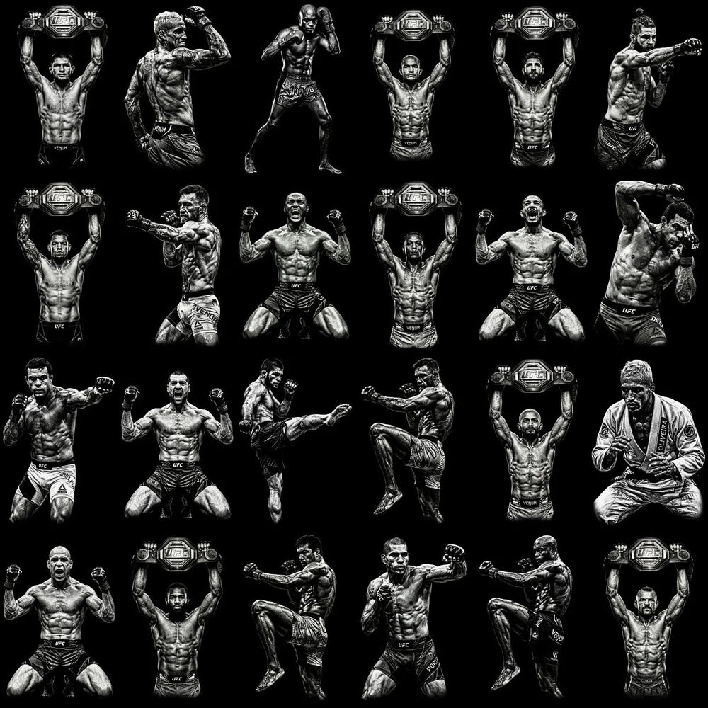 80 Combat Sports MMA Monochrome Halftone Designs Bundle PNG