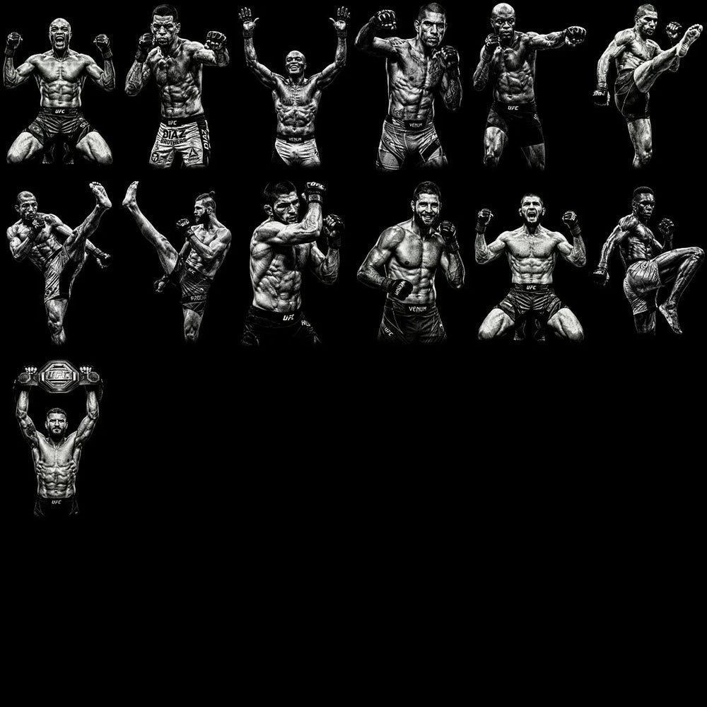 80 Combat Sports MMA Monochrome Halftone Designs Bundle PNG