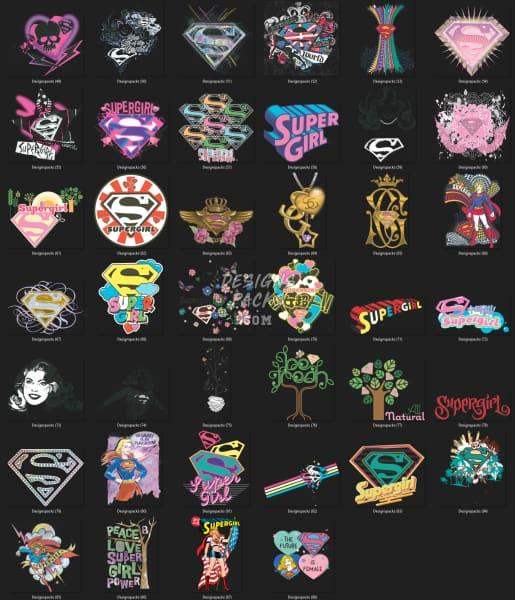 80 Girl Super Hero Designs Bundle PNG designspacks