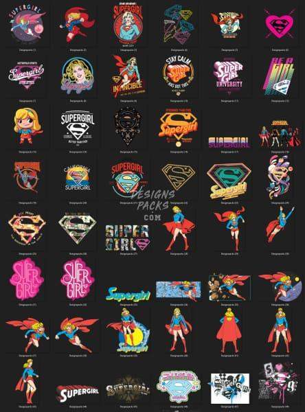 80 Girl Super Hero Designs Bundle PNG designspacks