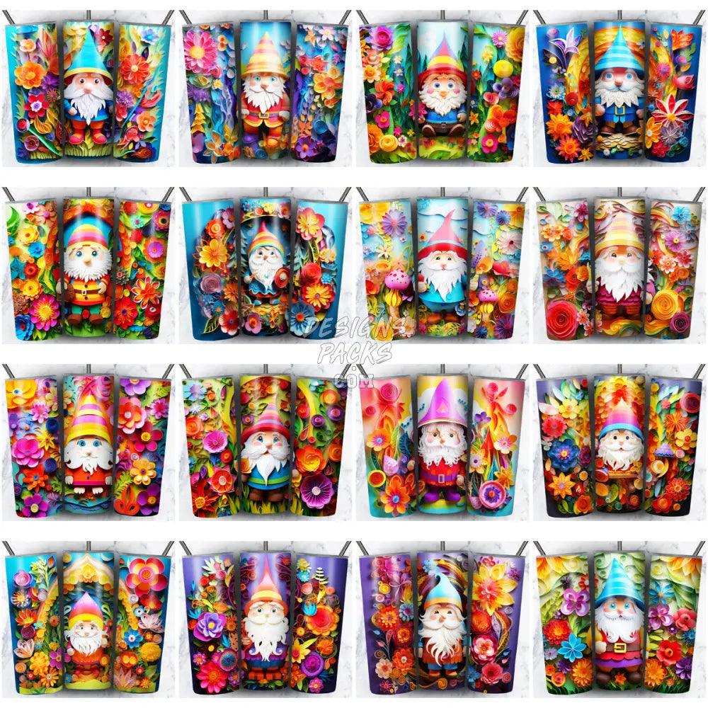 80 Gnomes Paper Art Tumbler Wrap Bundle Jpg