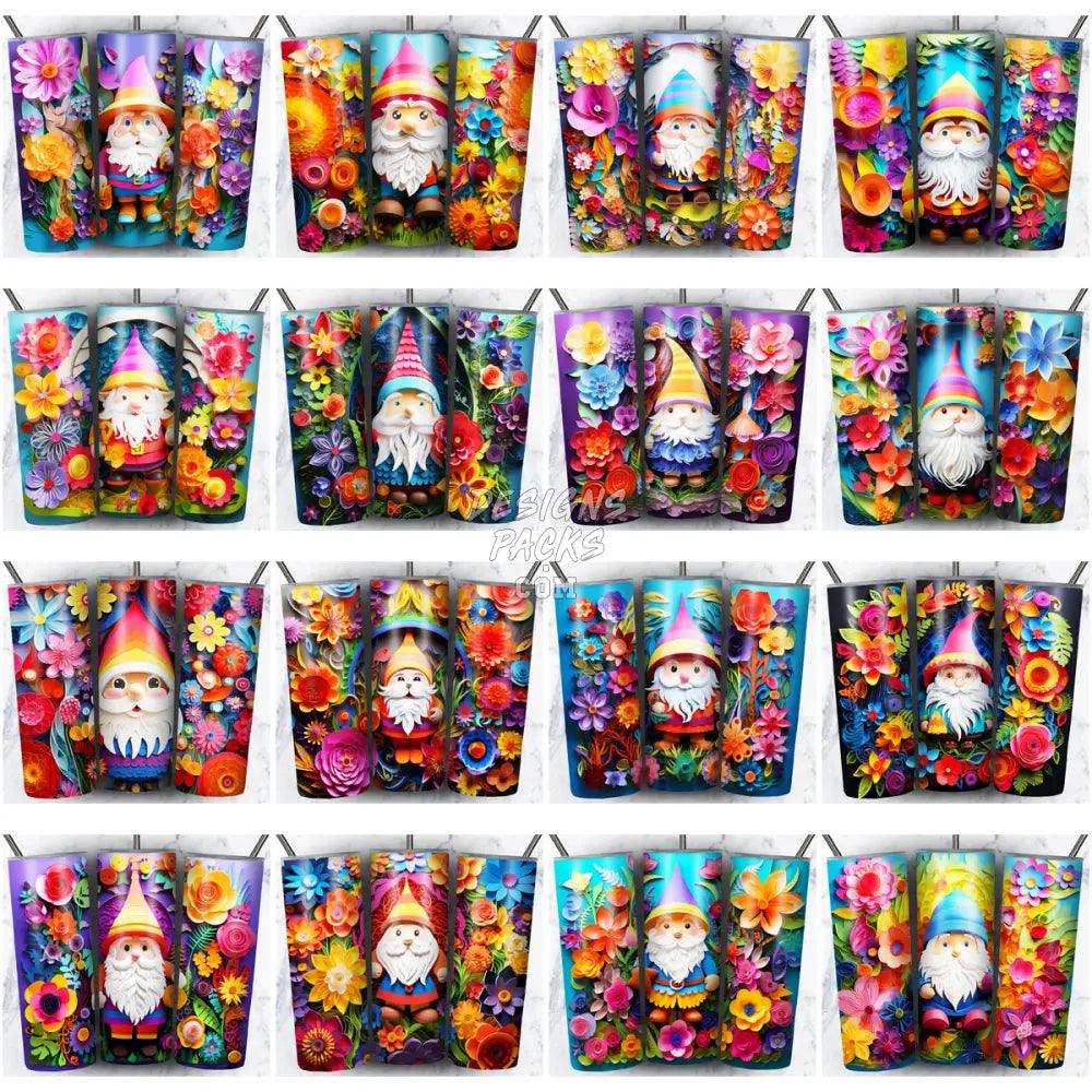 80 Gnomes Paper Art Tumbler Wrap Bundle Jpg