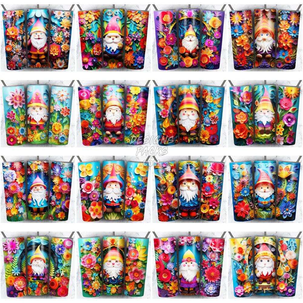 80 Gnomes Paper Art Tumbler Wrap Bundle Jpg