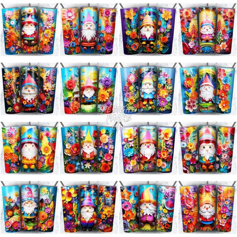 80 Gnomes Paper Art Tumbler Wrap Bundle Jpg