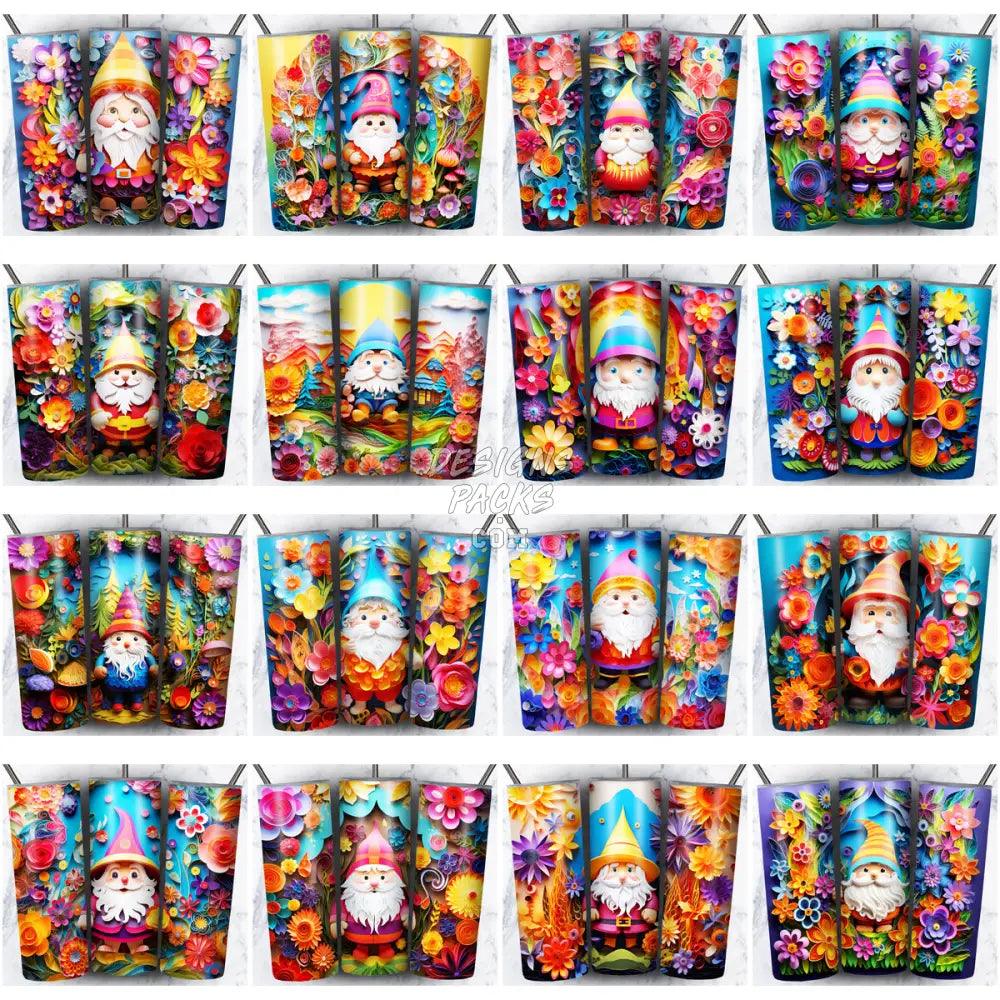 80 Gnomes Paper Art Tumbler Wrap Bundle Jpg