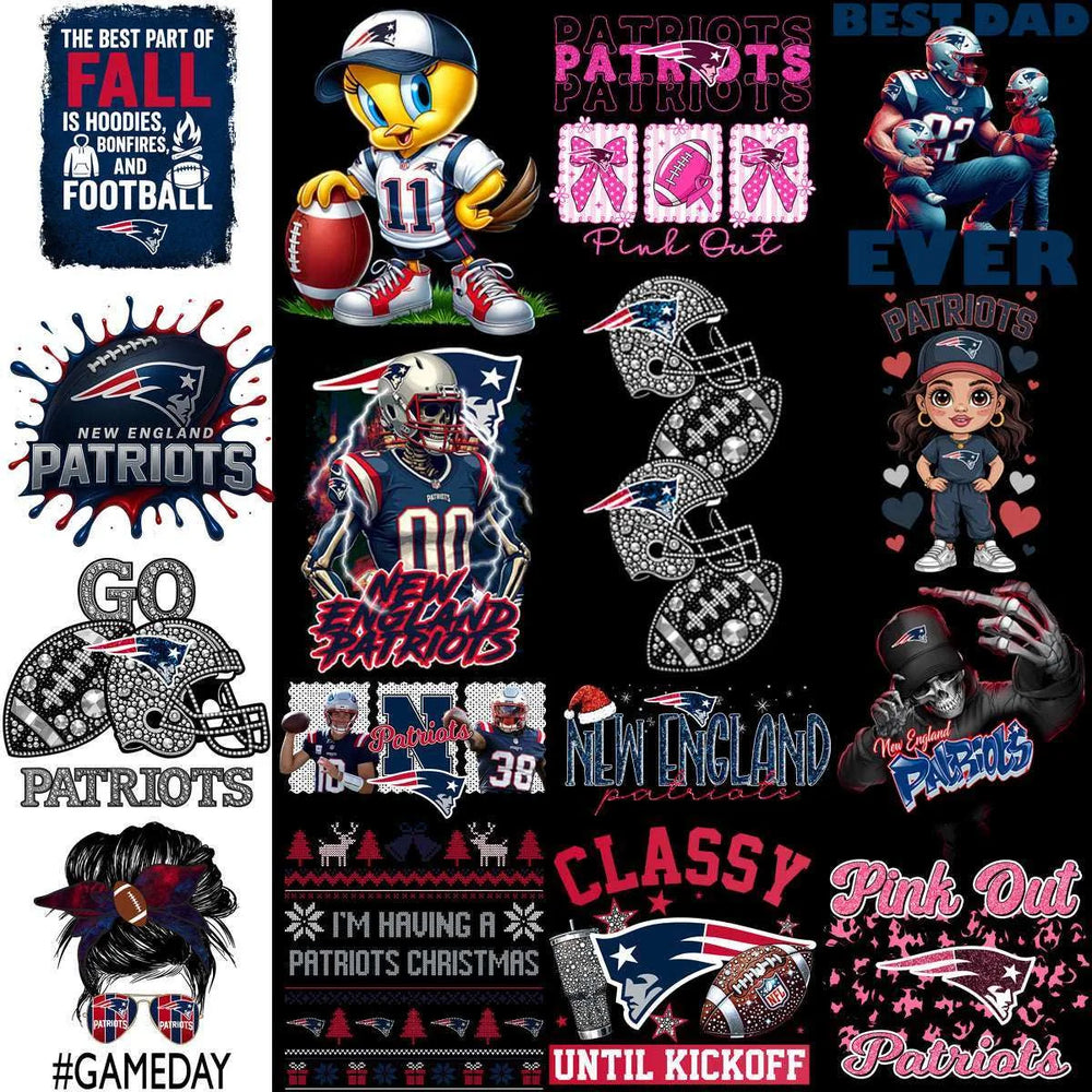 80 Mega Football Team New England Patriots Mixed V3 Designs Bundle PNG