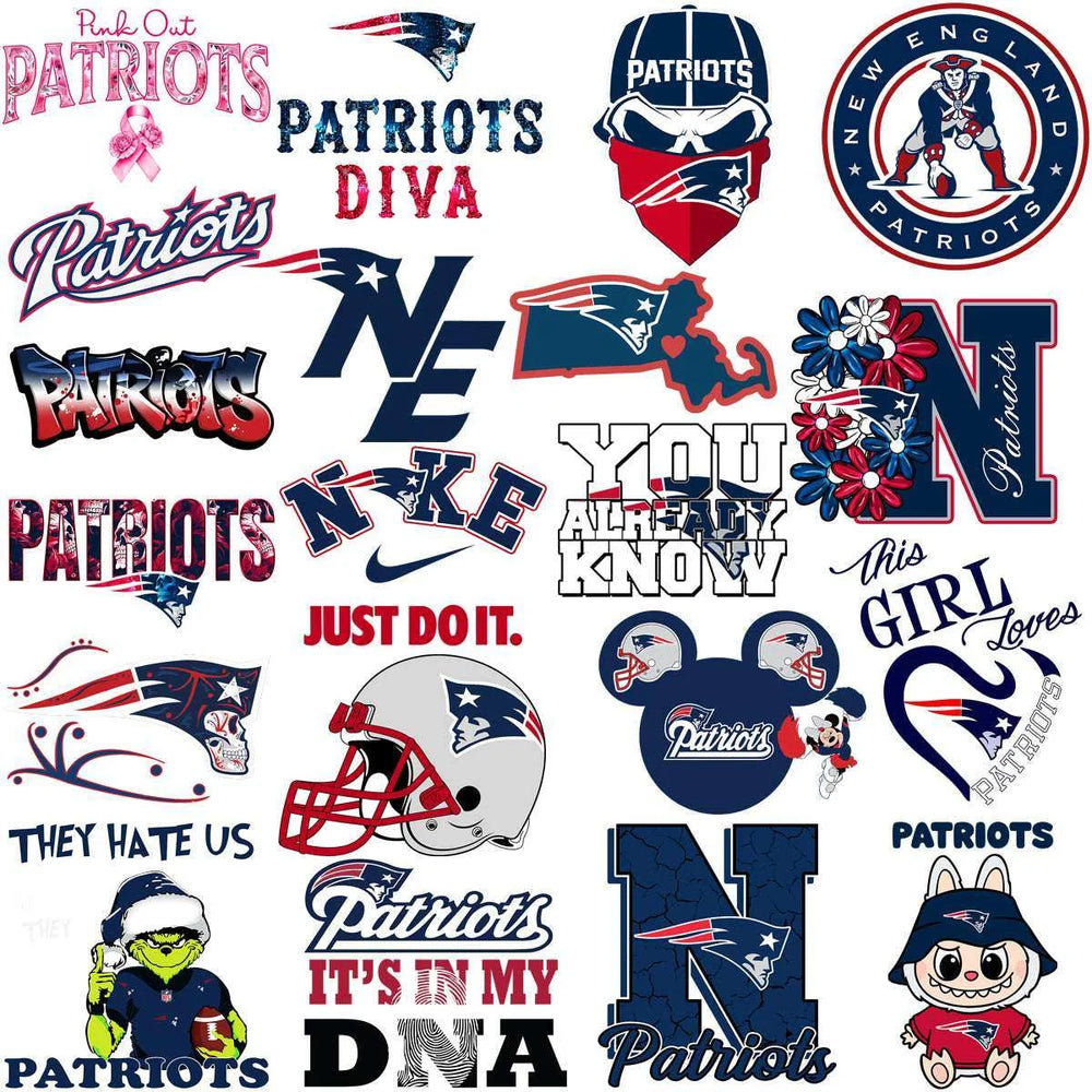 80 Mega Football Team New England Patriots Mixed V3 Designs Bundle PNG