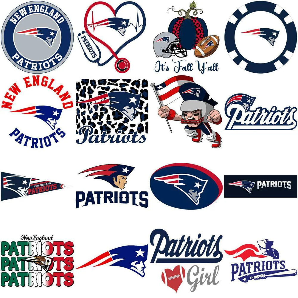 80 Mega Football Team New England Patriots Mixed V3 Designs Bundle PNG