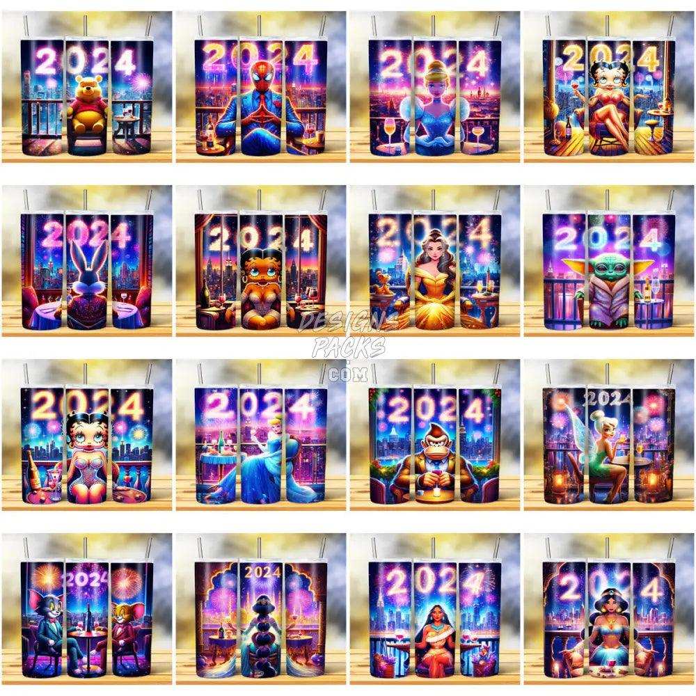 80 New Year 2024 Cartoons Tumbler Wrap Bundle Jpg