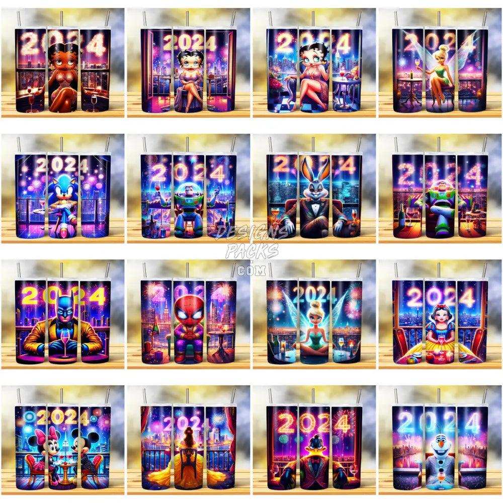 80 New Year 2024 Cartoons Tumbler Wrap Bundle Jpg