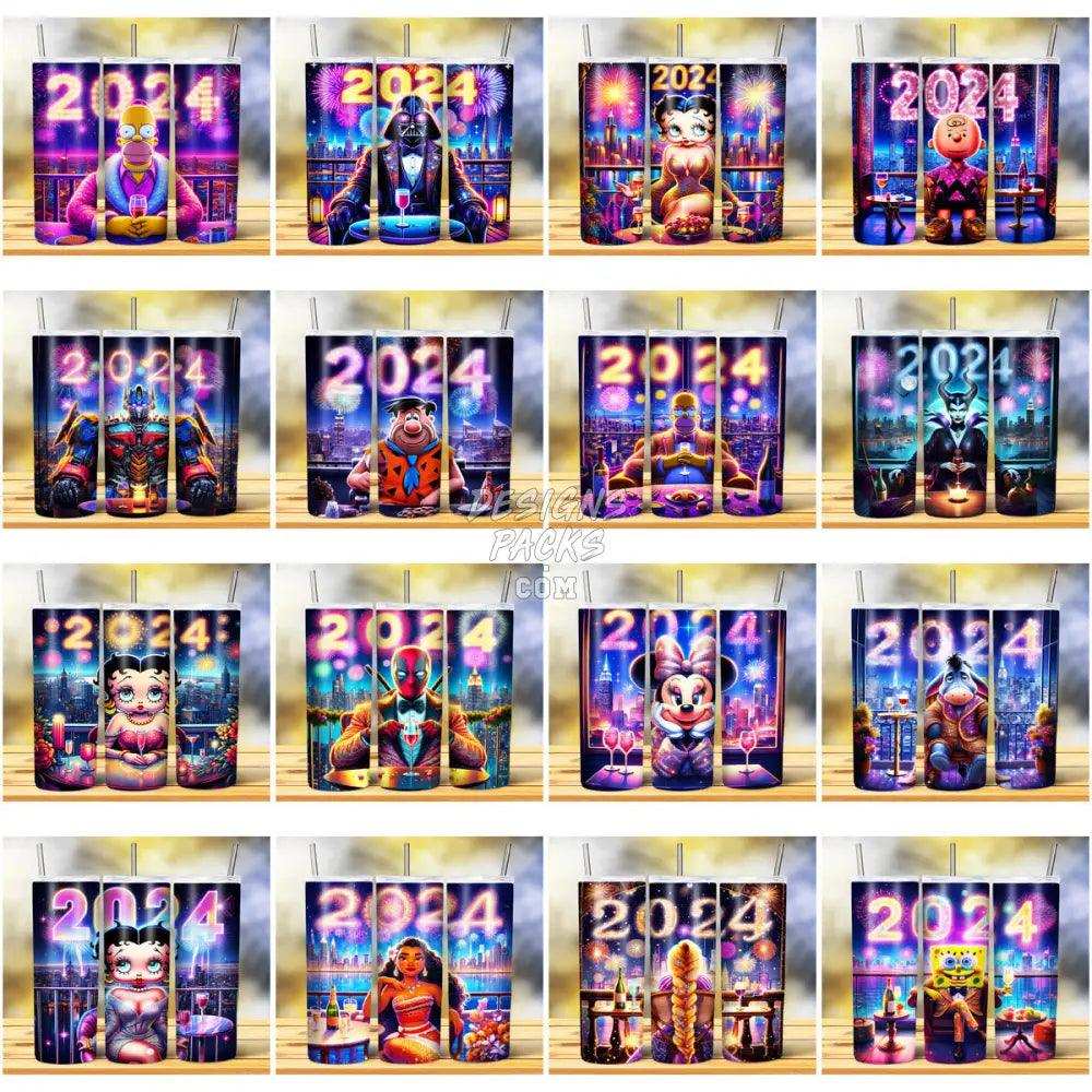 80 New Year 2024 Cartoons Tumbler Wrap Bundle Jpg