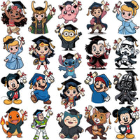 Load image into Gallery viewer, 80 Pop Culture Cartoons Graduation Designs Bundle PNG

