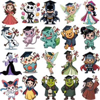 Load image into Gallery viewer, 80 Pop Culture Cartoons Graduation Designs Bundle PNG
