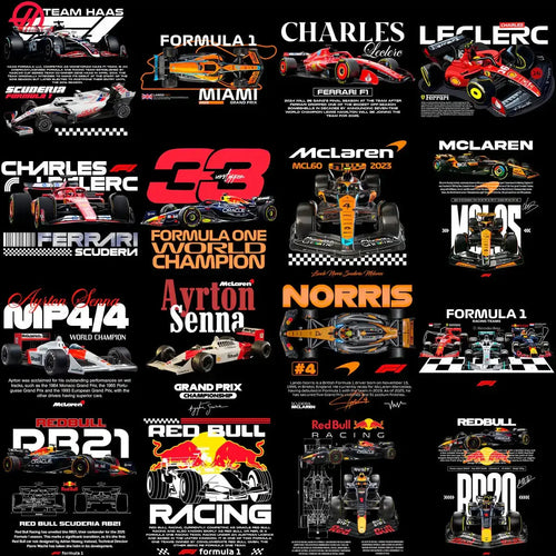 80 Racing F1 Drivers Formula Streetwear Designs Bundle PNG