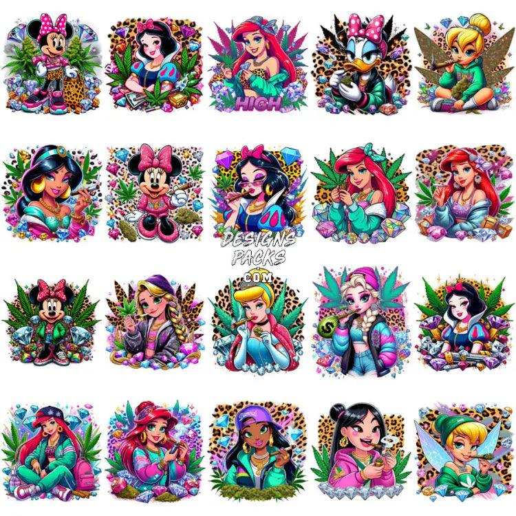 80 Weed Cartoon Princess Girls 420 Cannabis Marijuana Designs Bundle Png