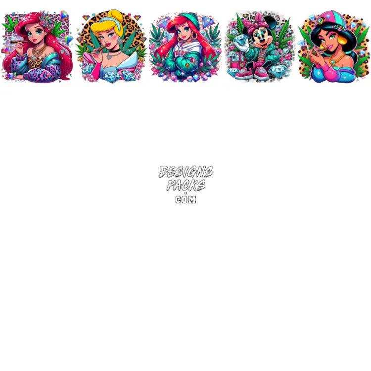 80 Weed Cartoon Princess Girls 420 Cannabis Marijuana Designs Bundle Png
