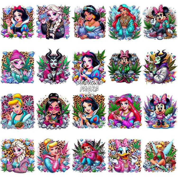 80 Weed Cartoon Princess Girls 420 Cannabis Marijuana Designs Bundle Png