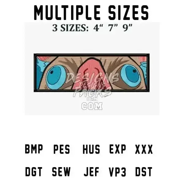 Boxed Eyes Inosuke Hashibira Anime Embroidery Design