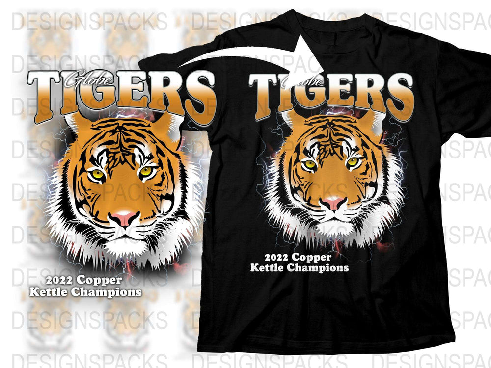 Tiger Face Graphic T-Shirt, Bold Animal Print Tee, Unisex Casual Sports Shirt, 2022 Champion Design