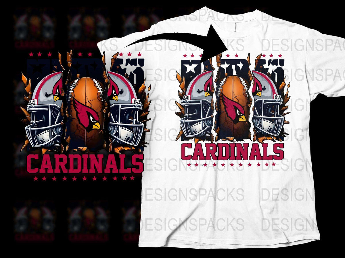 Cardinals Football Helmet Graphic T-Shirt, Sports Team Fan Apparel, Youth and Adult Sizes Available