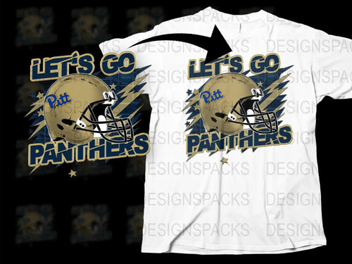 Let's Go Pitt Panthers Football Helmet Graphic T-Shirt, College Sports Fan Apparel, Casual Wear Unisex Tee