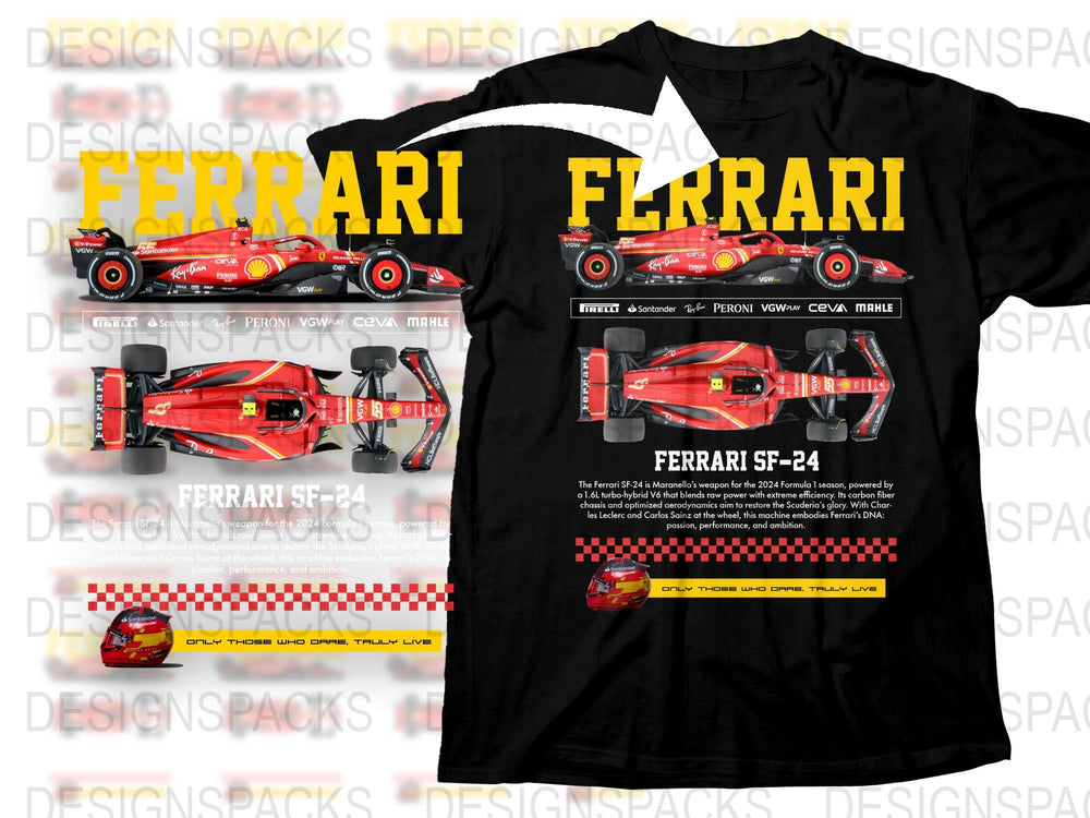 Ferrari Inspired Graphic Tee, Racing Cars Print, Men's Black T-Shirt, Motorsport Enthusiast Gift