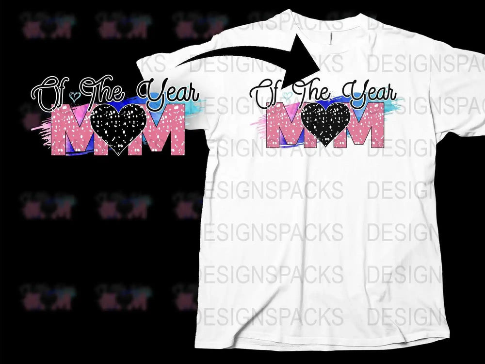 Mom of the Year T-Shirt, Mother's Day Gift, Pink Heart Graphic Tee, Women's Fashion Top