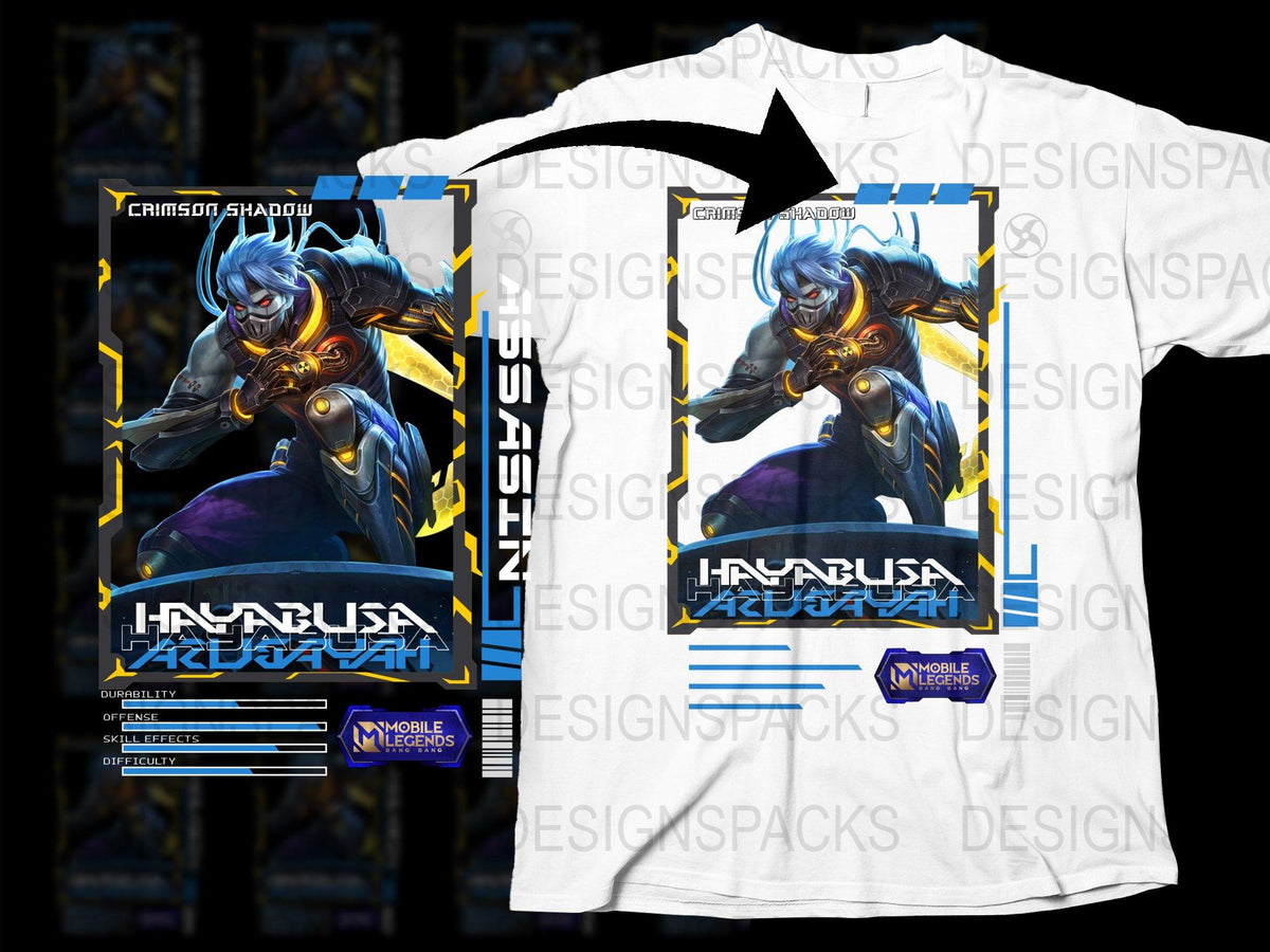Mobile Legends Hayabusa T-Shirt, Crimson Shadow Graphic Tee, Gaming Apparel, Unisex Cotton Shirt