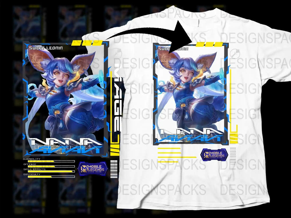 Mobile Legends Nana T-shirt, Anime Style Gaming Merch, Cool Graphic Tees, Unisex White Top