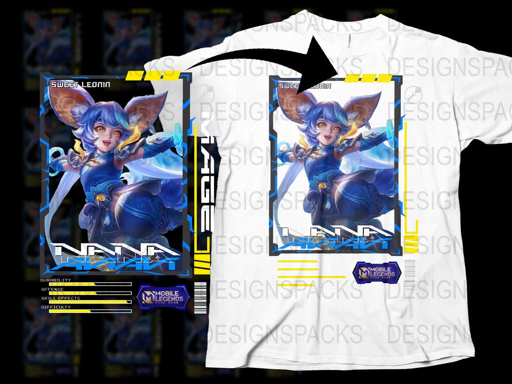 Mobile Legends Nana T-shirt, Anime Style Gaming Merch, Cool Graphic Tees, Unisex White Top
