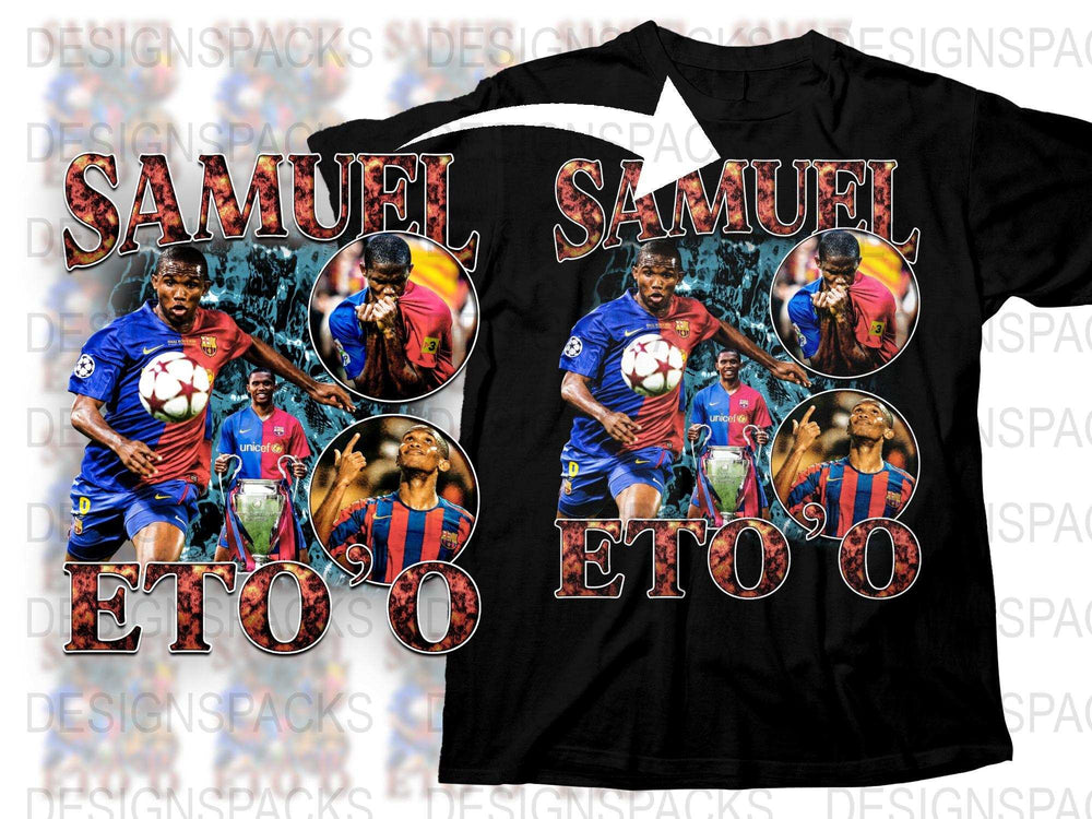 Samuel Eto'o Inspired Graphic T-Shirt, Soccer Legend Fan Tee, Barcelona Football Club Memorabilia Shirt