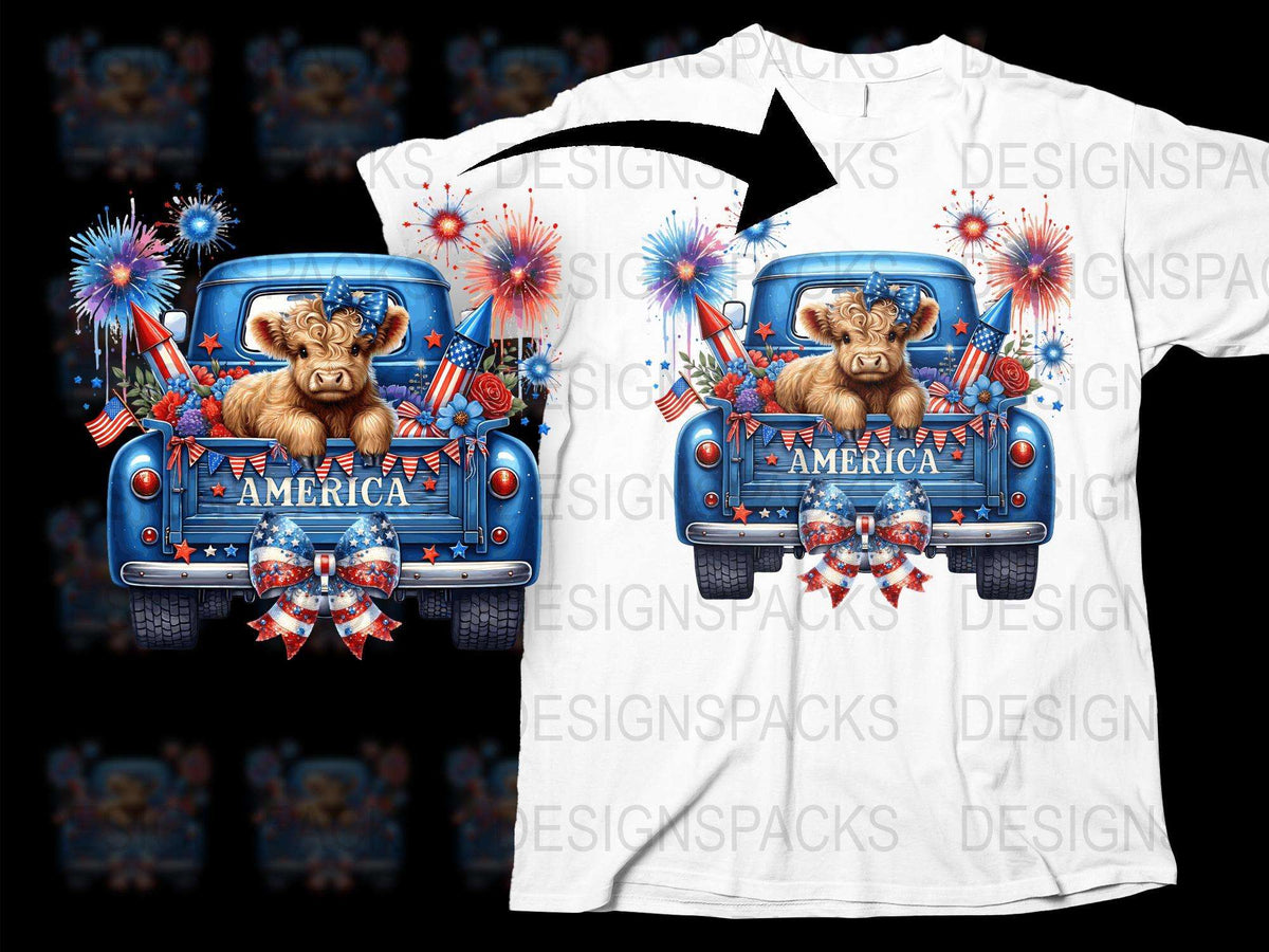 Patriotic Ram Truck T-Shirt, 4th of July Fireworks Celebration, American Flag Tee, Unisex Adult Clothing