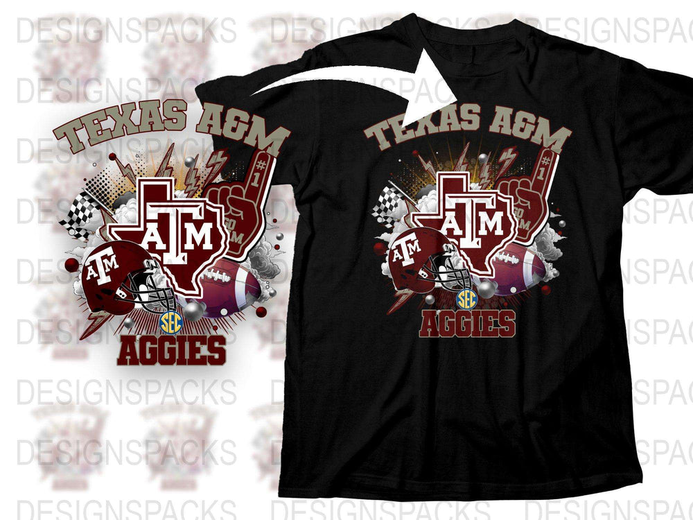 Texas AandM Aggies T-Shirt, College Football Graphic Tee, SEC Sports Fan Apparel