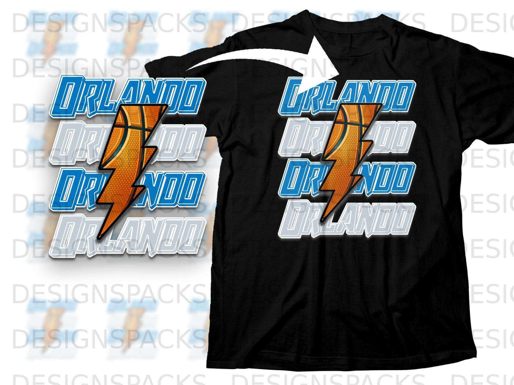 Orlando Basketball Lightning Design T-Shirt