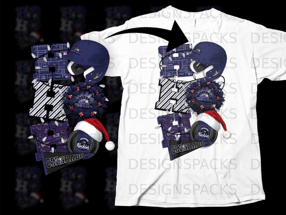 Colorado Rockies Themed Holiday Design T-shirt