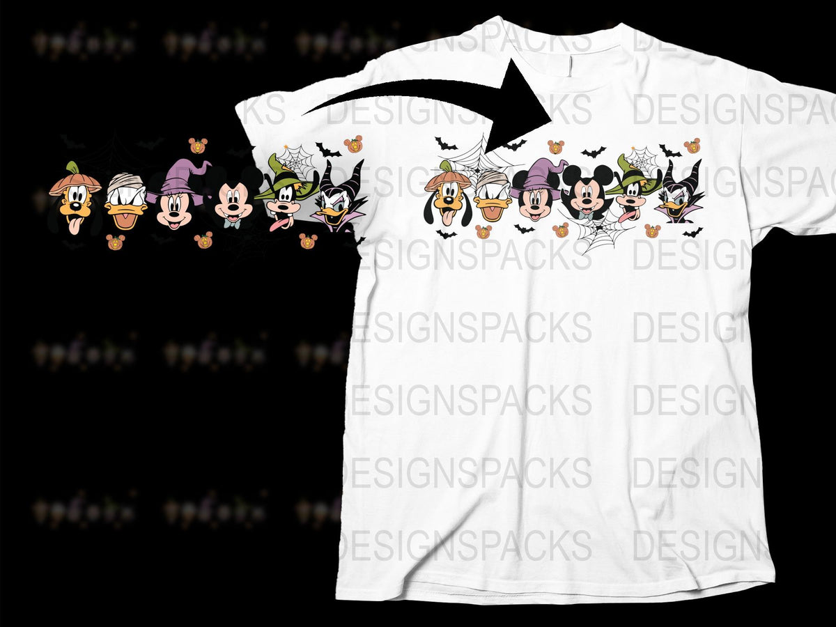 Disney Witches Halloween T-Shirt, Classic Cartoon Villains Tee, Unisex Adult and Kids Sizes