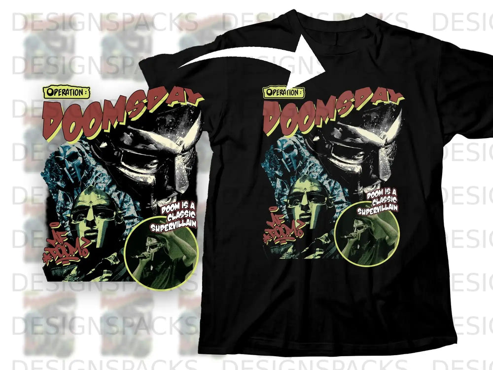 Black t-shirt with "Operation: Doomsday" graphic featuring Dr. Doom.