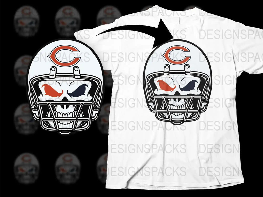 Graphic T-Shirt Chicago Football Helmet Design, Unique Sports Fan Apparel, Casual Wear