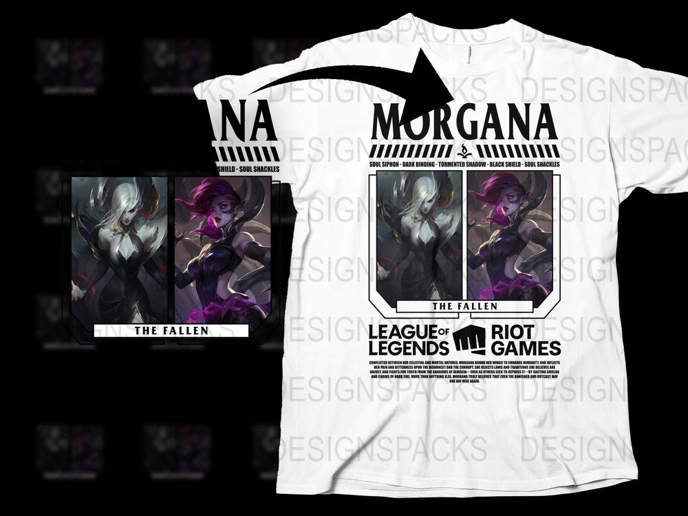 League of Legends Morgana T-Shirt, The Fallen Champion Graphic Tee, Riot Games Merchandise