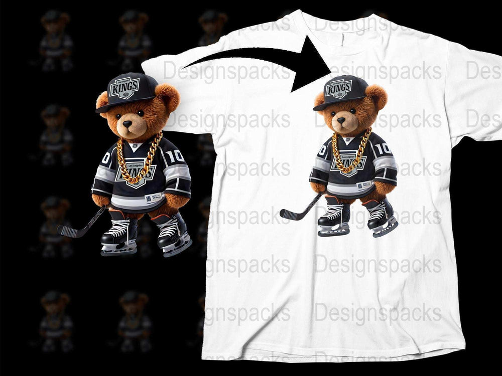 Kids Hockey Bear T-Shirt, Cute Sports Tee, Boys Girls Youth Sizes, Ice Hockey Animal Graphic Shirt