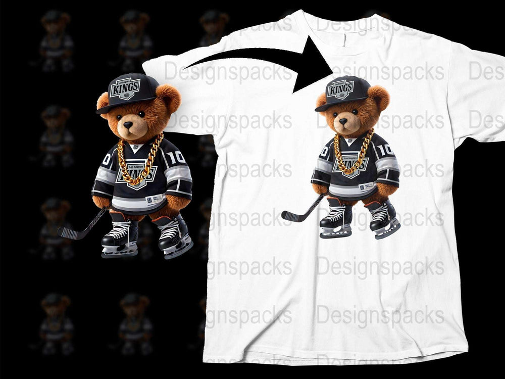 Kids Hockey Bear T-Shirt, Cute Sports Tee, Boys Girls Youth Sizes, Ice Hockey Animal Graphic Shirt
