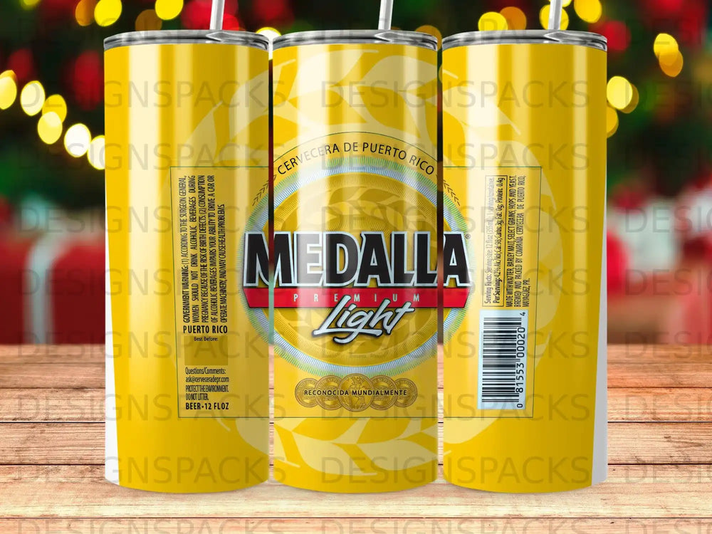 Medalla Light beer can with Puerto Rico branding and government warning text.
