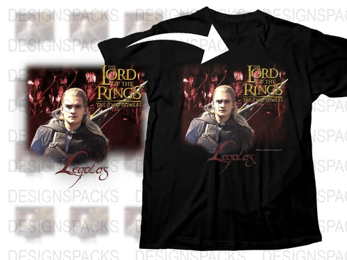 Lord of the Rings Legolas Graphic T-Shirt, Movie Fan Merch, Fantasy Book Inspired, Unisex Black Tee