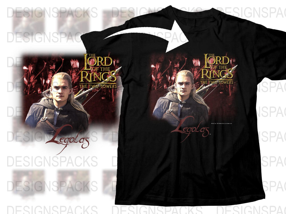 Lord of the Rings Legolas Graphic T-Shirt, Movie Fan Merch, Fantasy Book Inspired, Unisex Black Tee